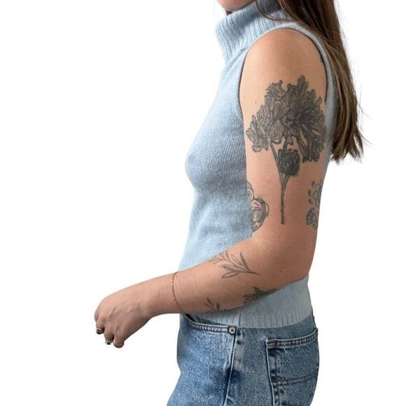 Vintage Y2K Light Blue Angora Blend Fluffy Fuzzy Soft Sweater Vest Petite S - Picture 5 of 7